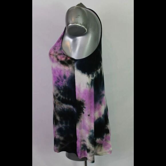 WHITE BIRCH PURPLE BLACK WHITE TIE DYE CRISS CROSS TANK SIZE LARGE NWOT - Picture 2 of 8